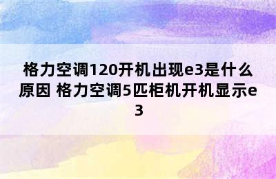 格力空调120开机出现e3是什么原因 格力空调5匹柜机开机显示e3